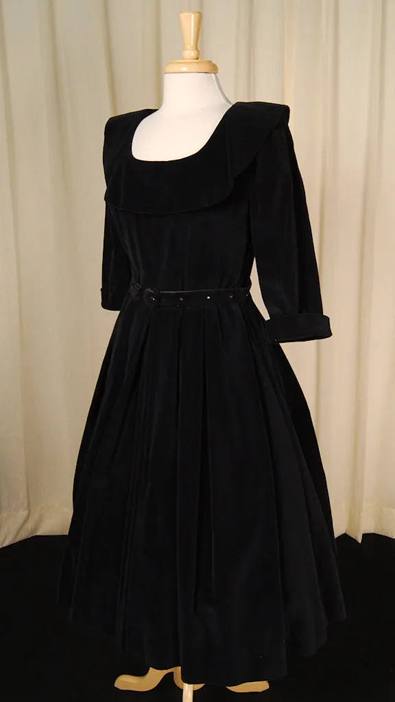 1950s Velvet Rhinestone Dress