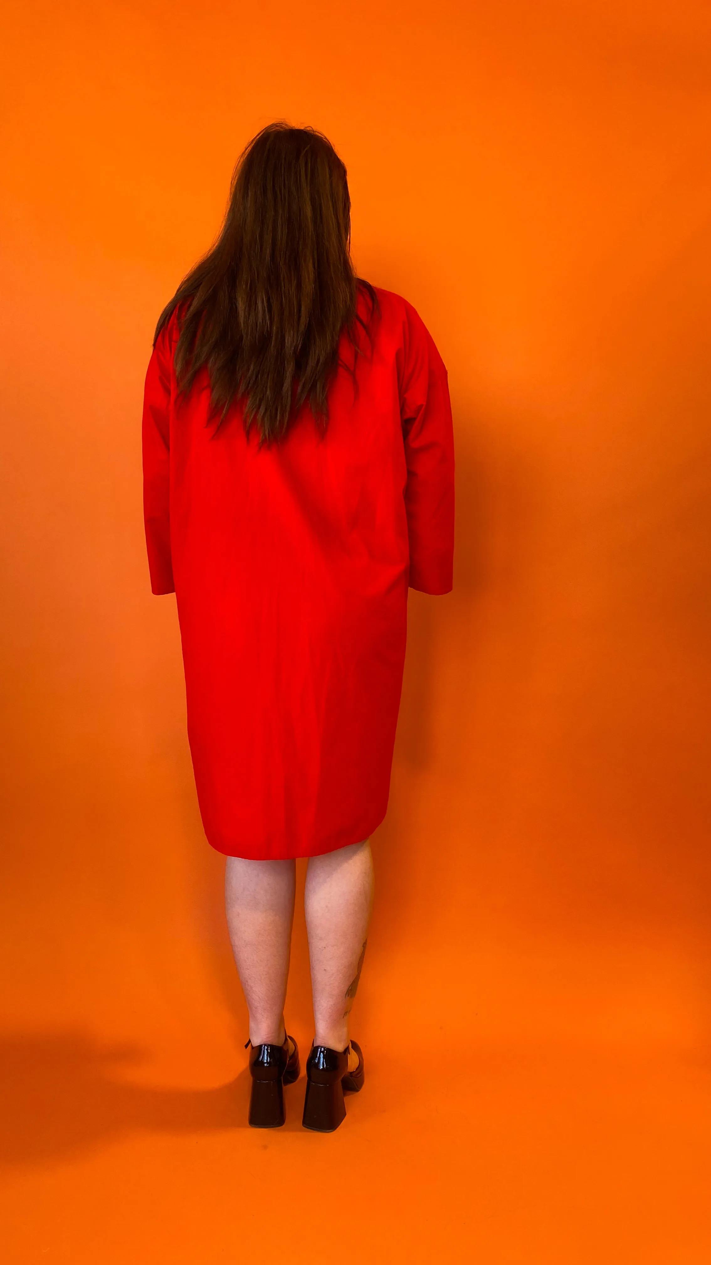 1980s Bright Red Shirtdress, sz. 3XL