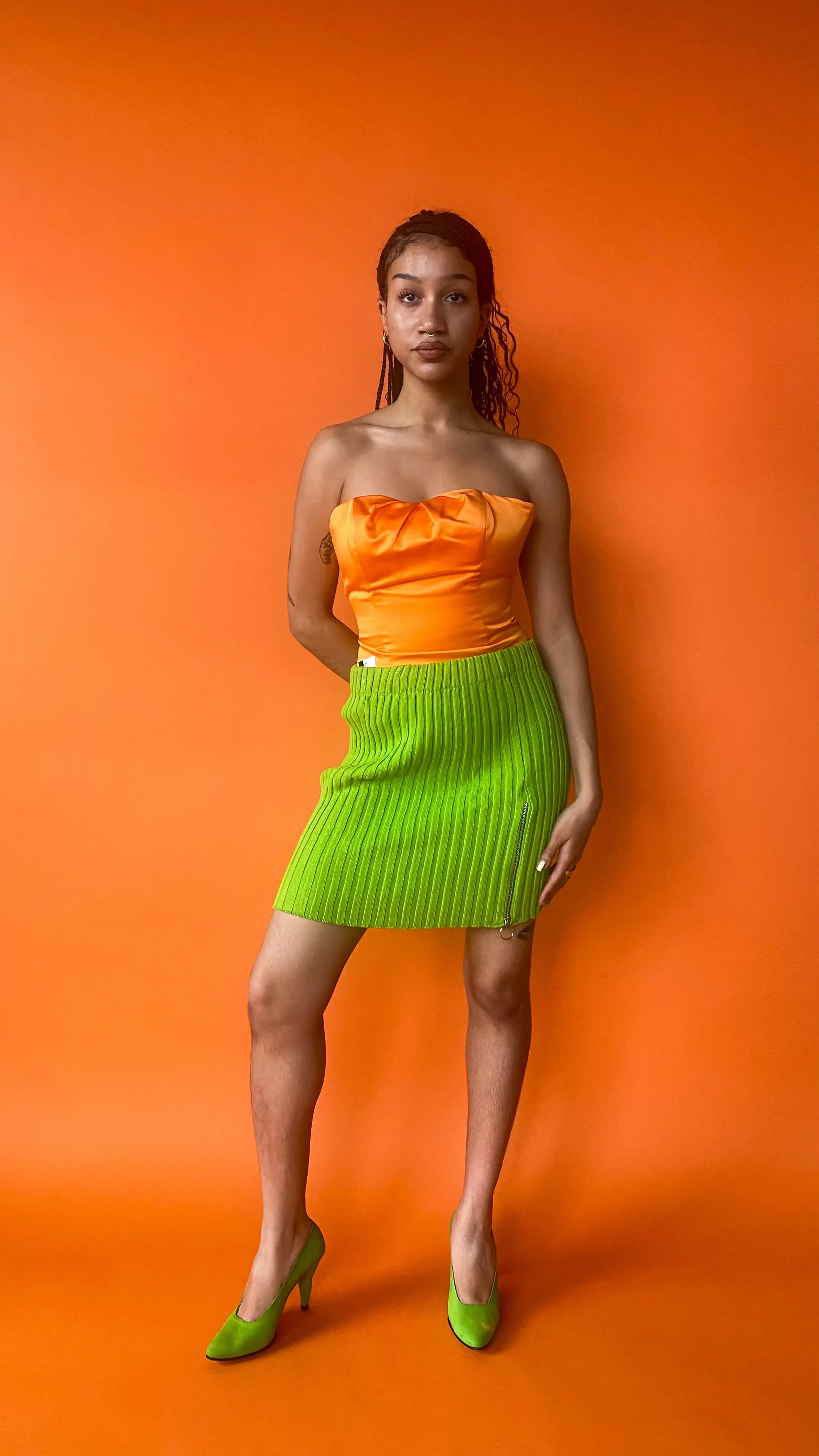 1990s Bright Orange Bustier Top, sz. XS