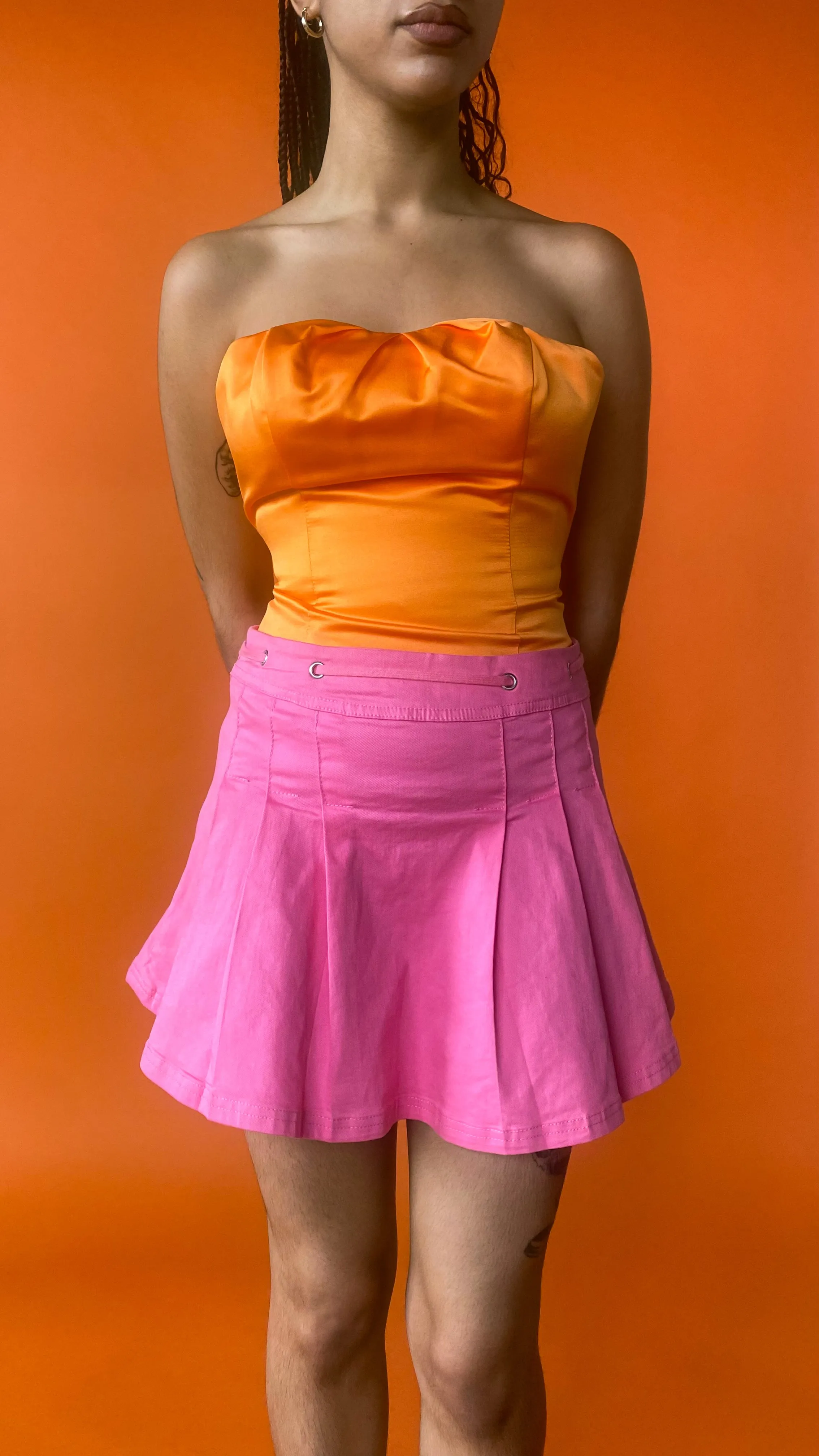 1990s Bright Orange Bustier Top, sz. XS