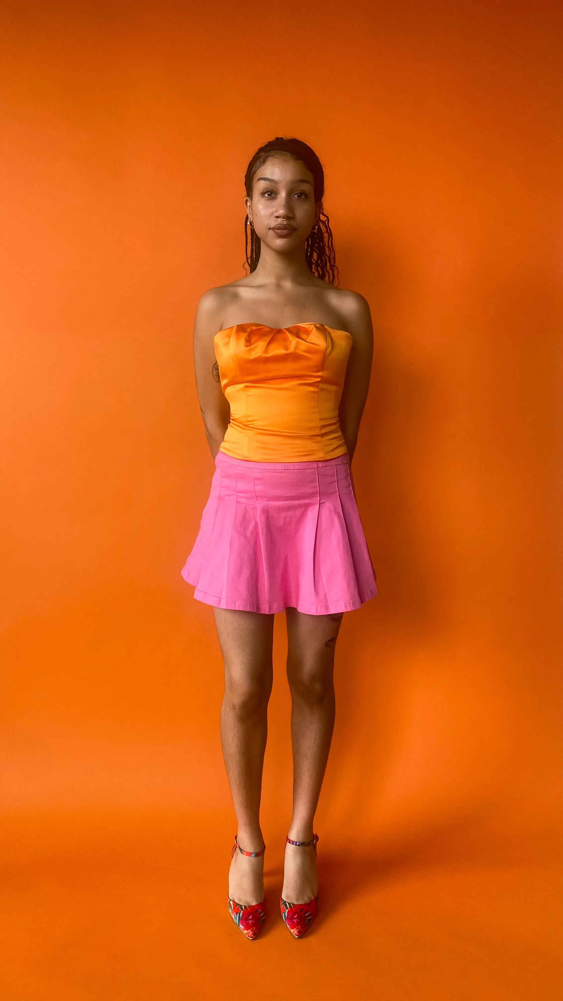 1990s Bright Orange Bustier Top, sz. XS