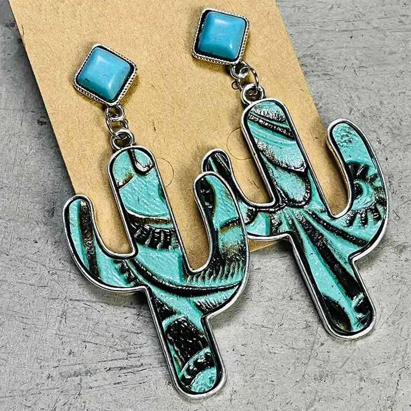 4 Chic Turquoise Cactus Earrings