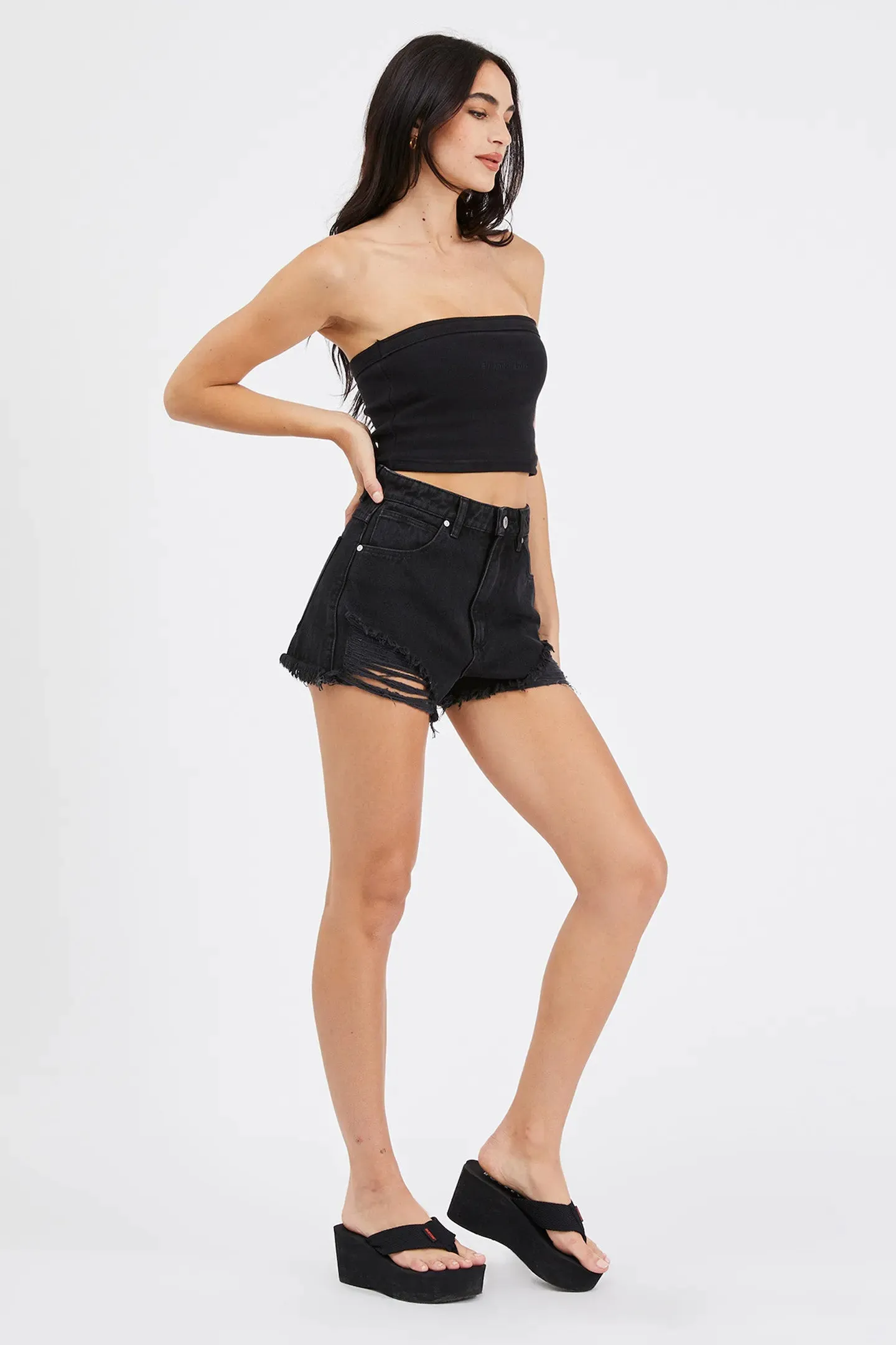 Abrand A High Relaxed Short Black Salt