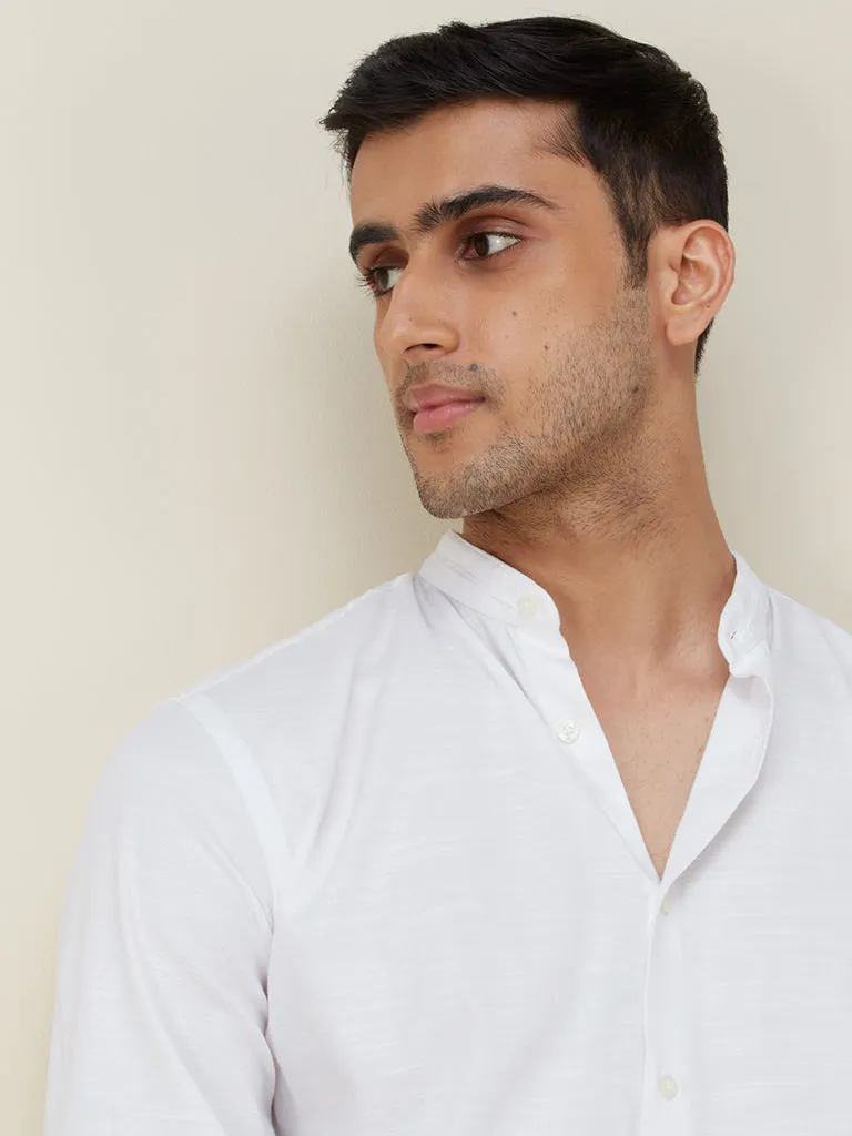 Ascot White Cotton Relaxed Fit Shirt