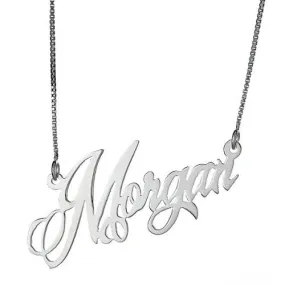 Better Jewelry Personalized Sleek Script .925 Sterling Silver Name Plate Necklace