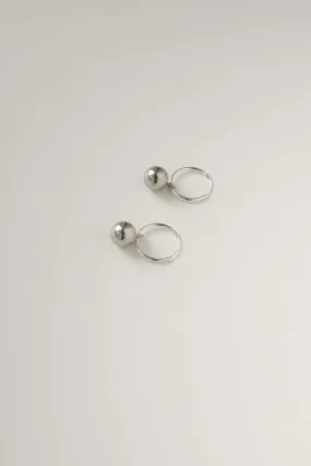 BOLD BALL LOOP SILVER VINTAGE EARRINGS