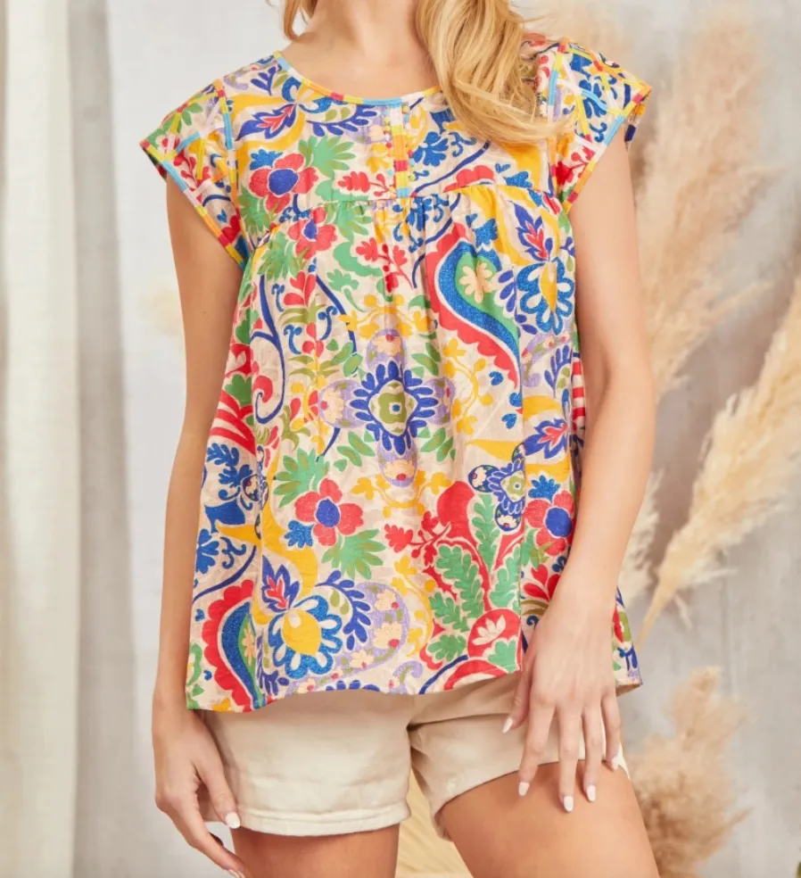 Bold Fiesta Embroidered Top