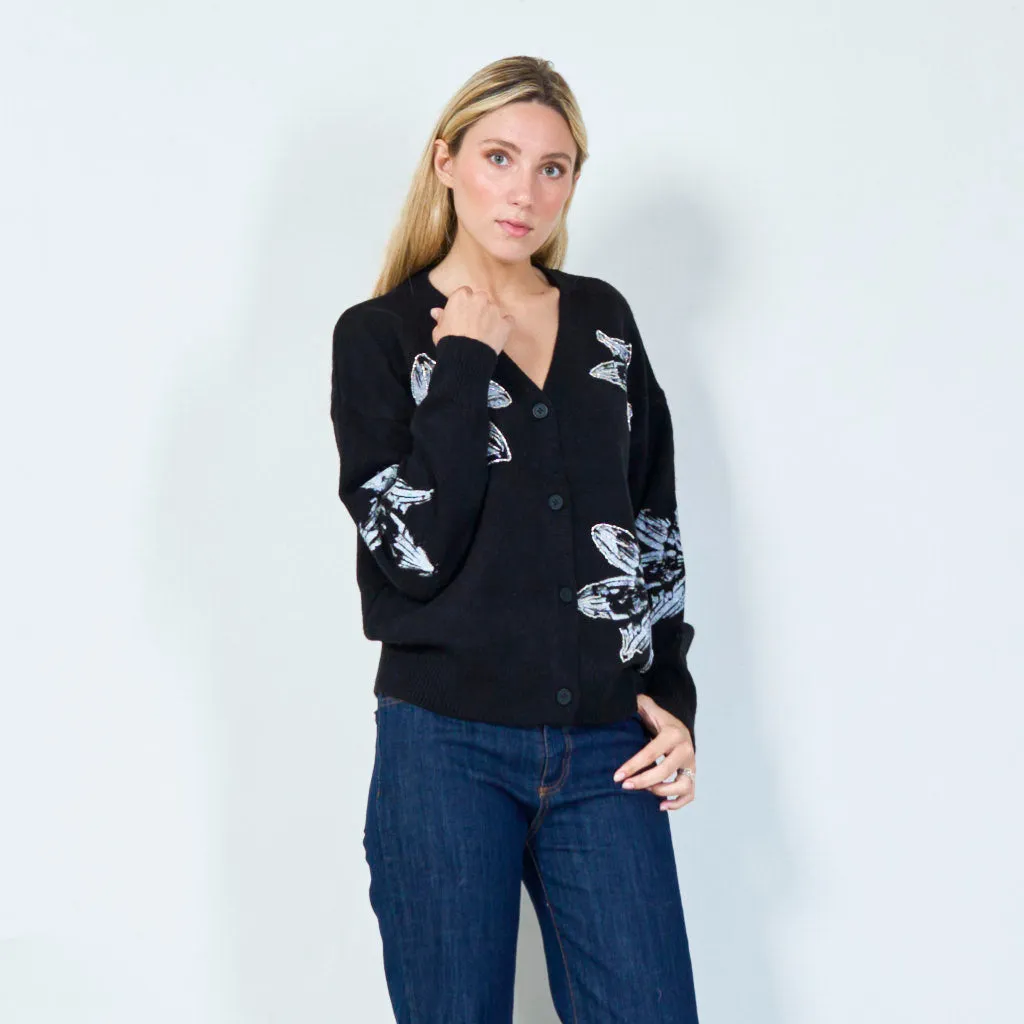 Bold floral print cardigan wholesale