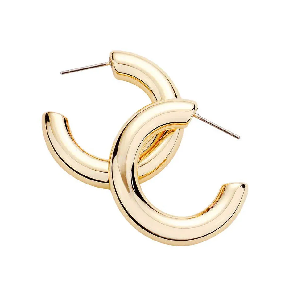 Bold Metal Half Hoop Earrings