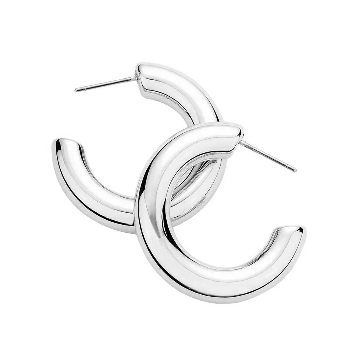 Bold Metal Half Hoop Earrings