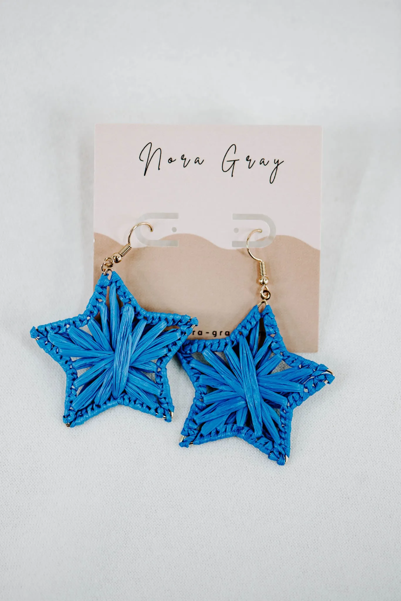 Bold Raffia Wrapped Star Earrings