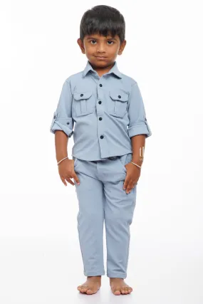 Boys Sleek Grey Shirt and Pant Set - Trendy Comfort