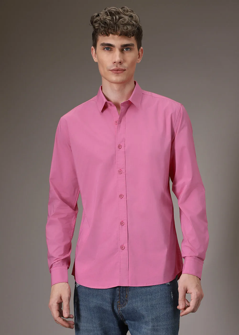 Bright Pink Cotton Shirt