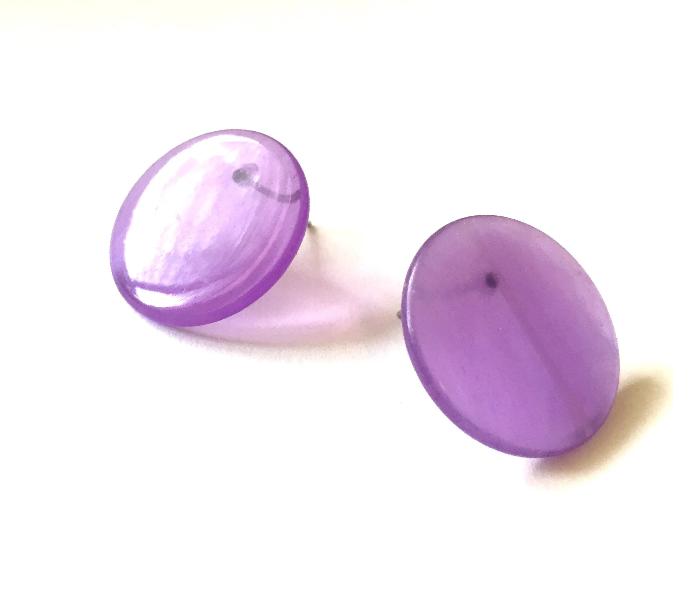 Bright Purple Marbled Disc Stud Earrings