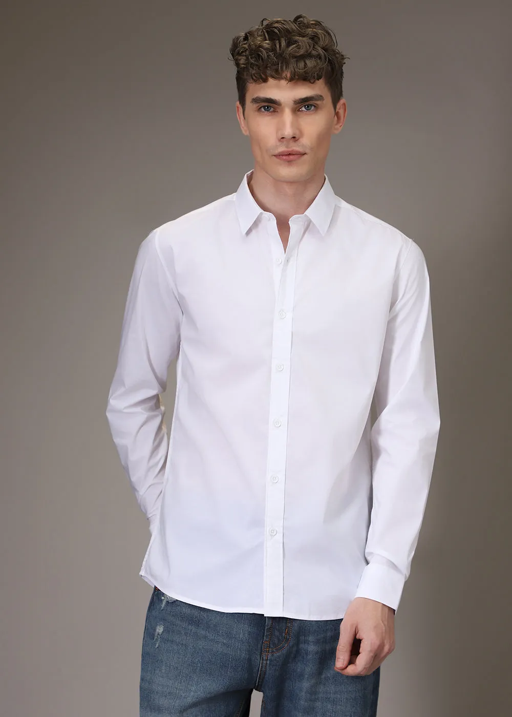 Bright White Cotton Shirt