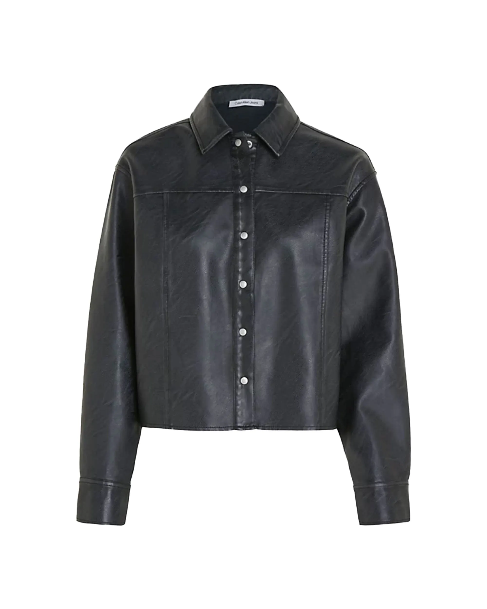 Calvin Klein Faux Leather Relaxed Shirt Nero