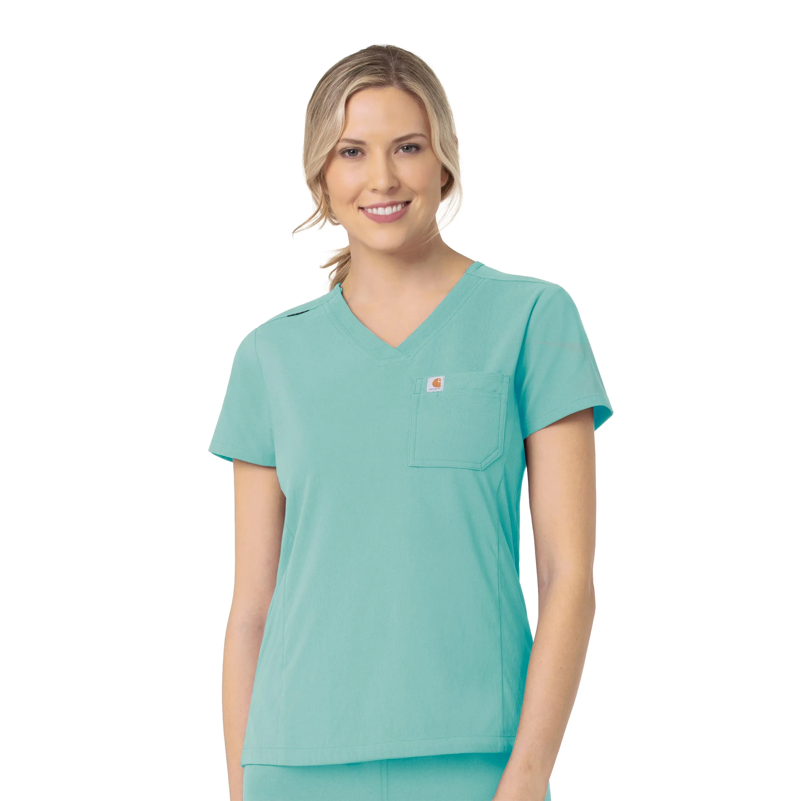 Carhartt Rugged Flex Peak Women's Tuck-In Scrub Top - Aqua Sea