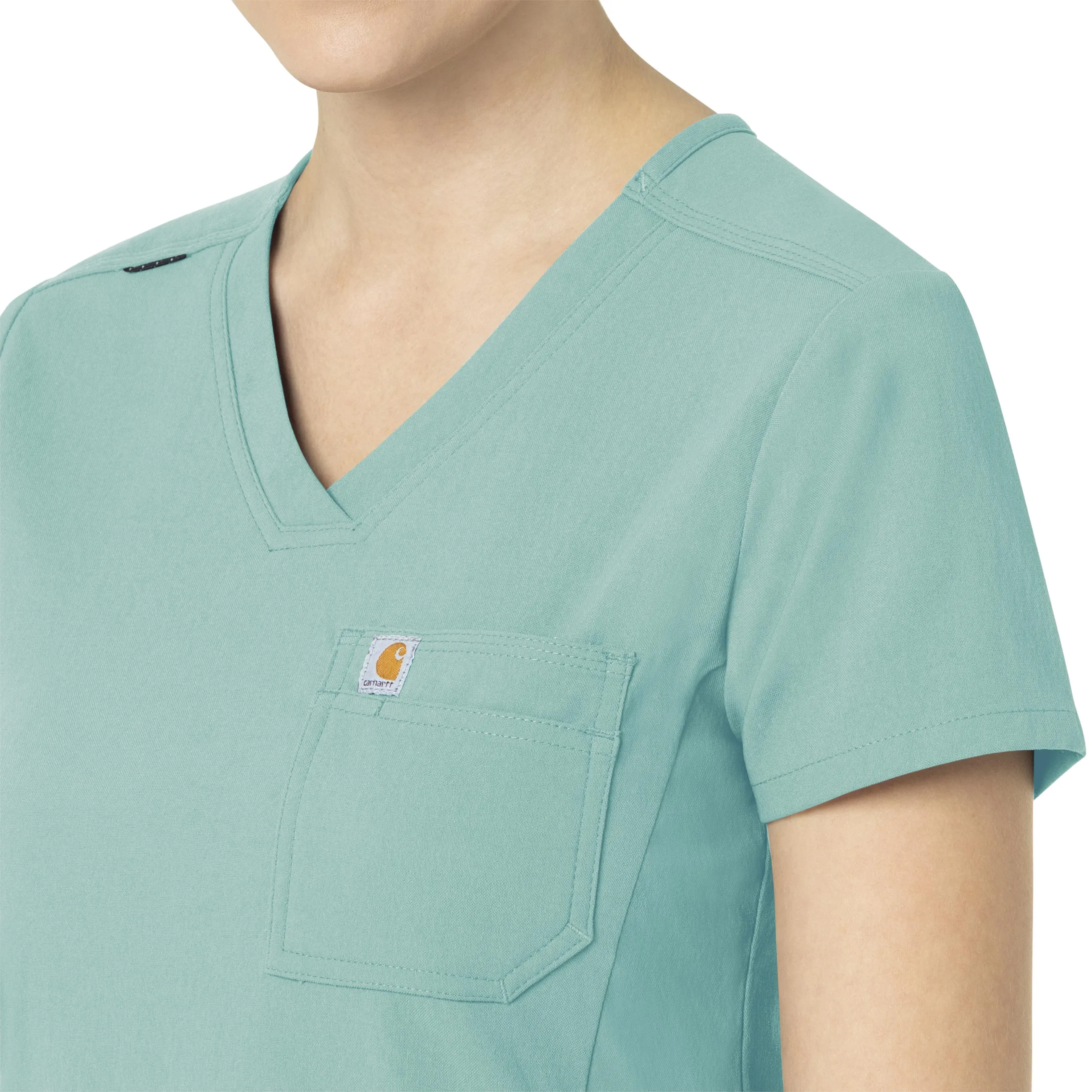 Carhartt Rugged Flex Peak Women's Tuck-In Scrub Top - Aqua Sea