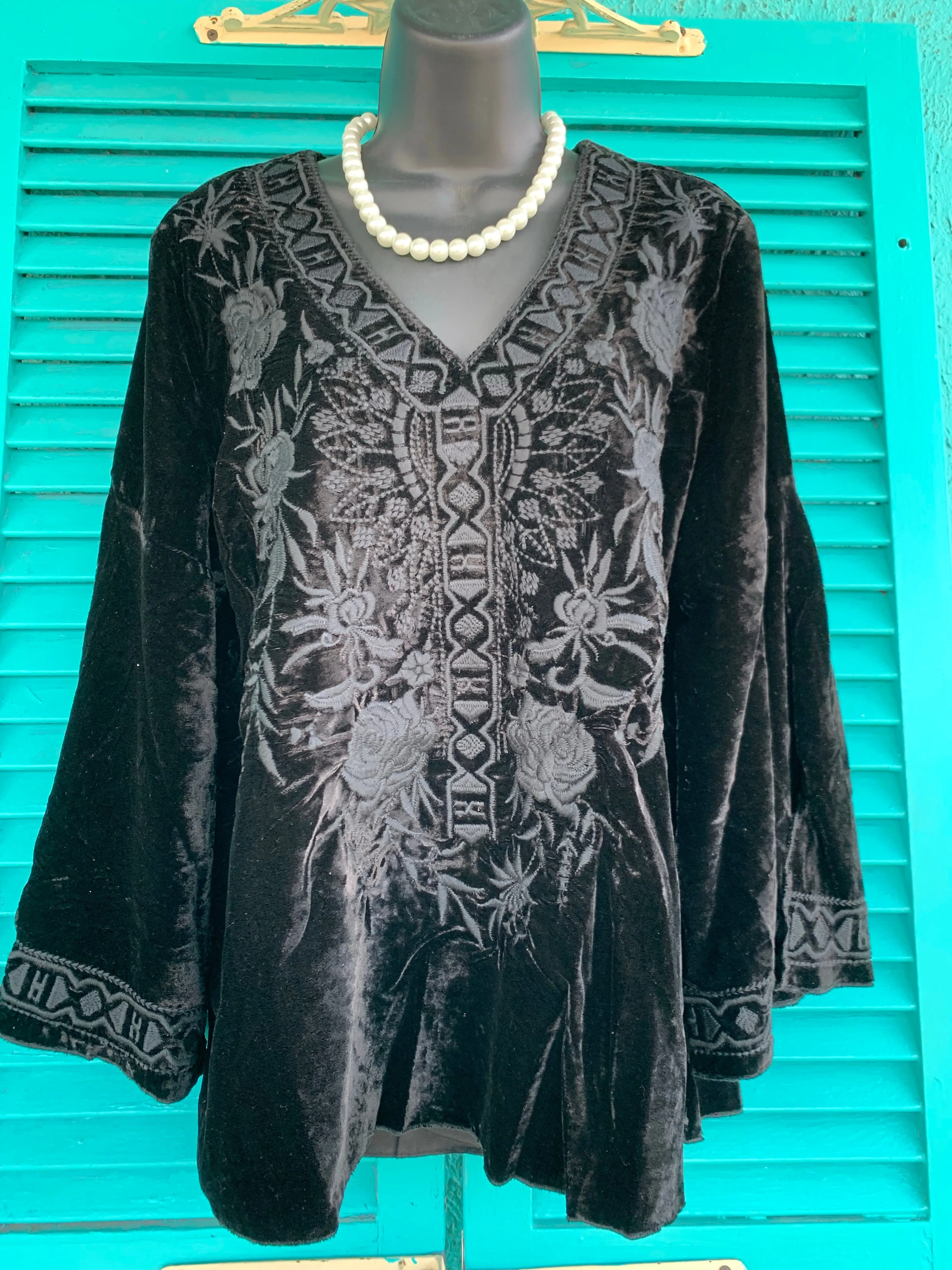 Carmen Black Velvet Blouse