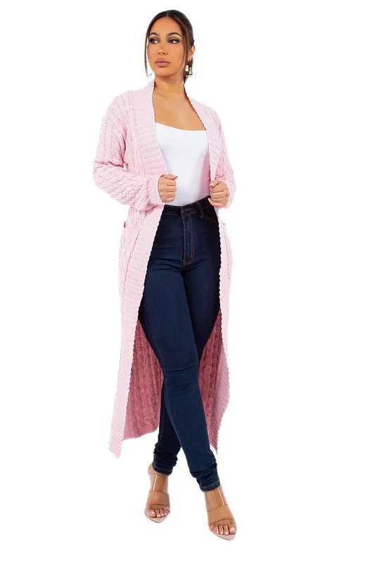 Chic Comfort Maxi Sweater Cardigan |Light Pink