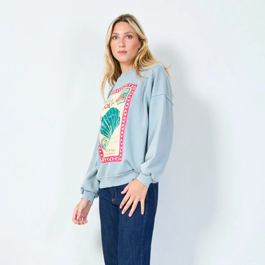 Chic vintage print sweatshirt wholesale