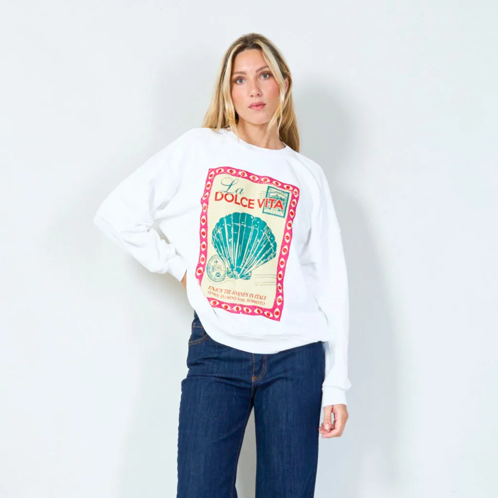 Chic vintage print sweatshirt wholesale