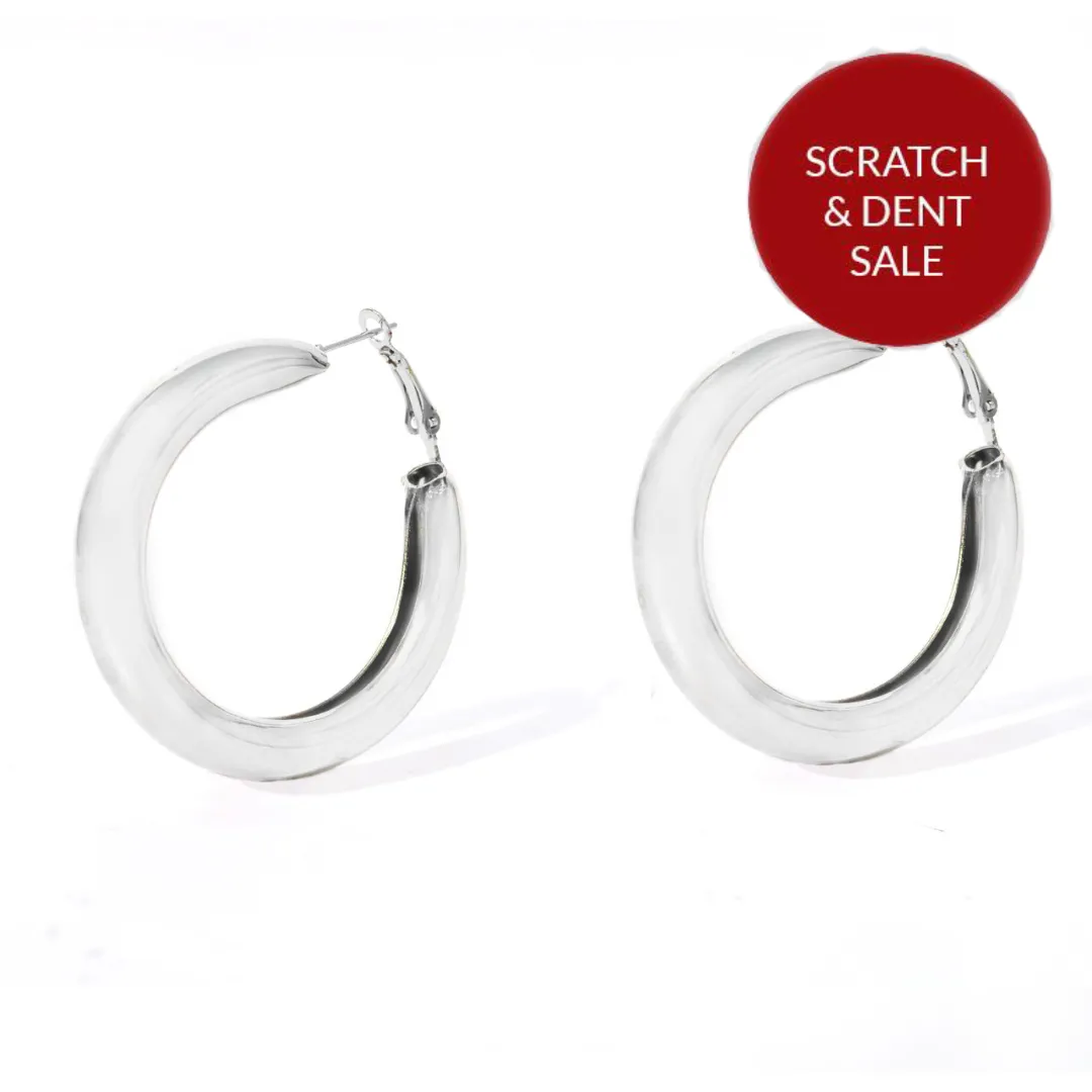 Classic Bold Silver Hoops Earring - Sample