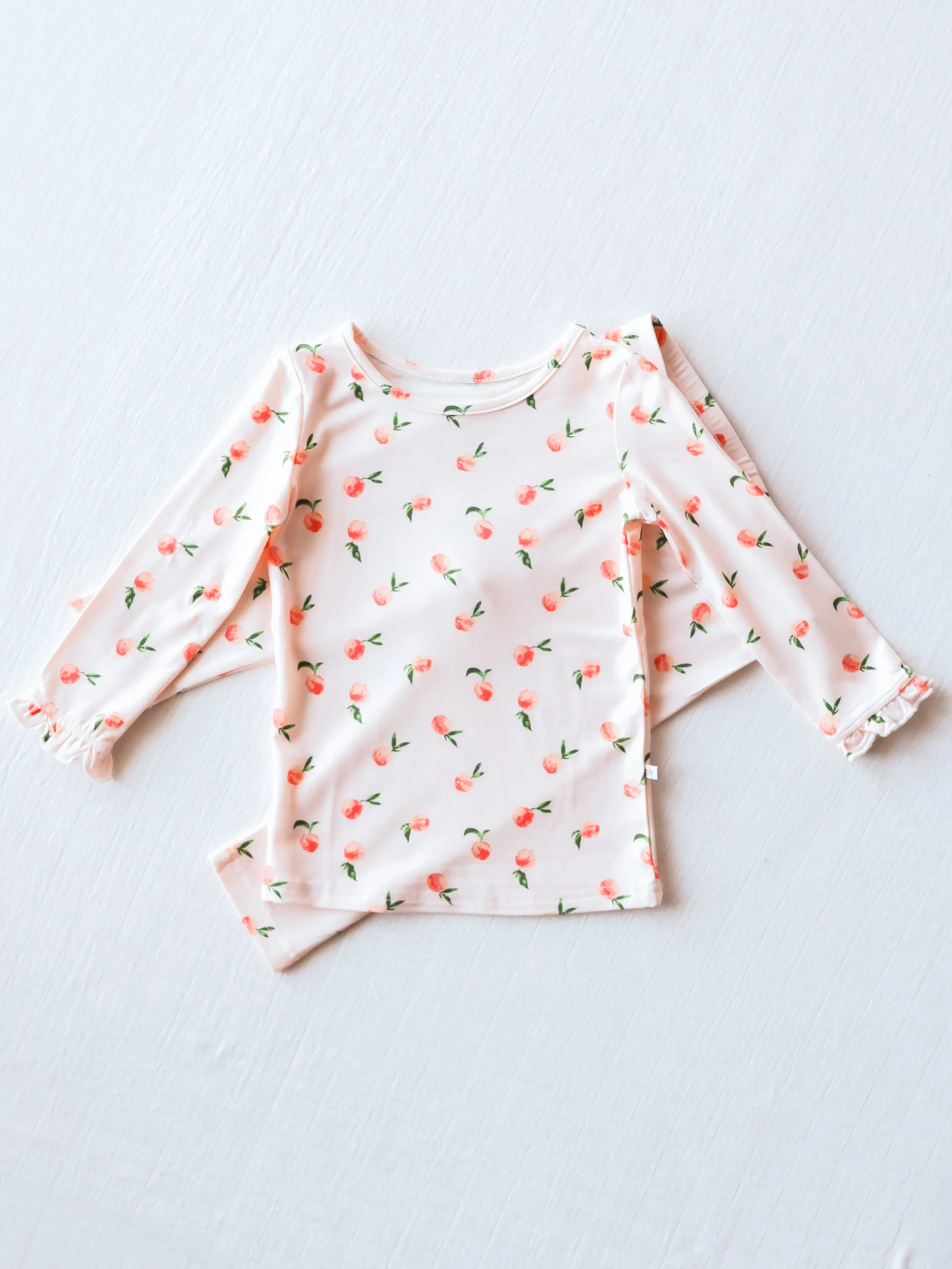 Cloud Fitted Ruffled Pajamas - Peaches