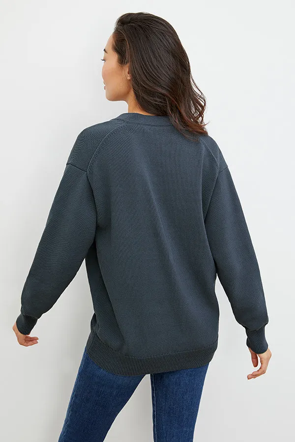 Cookie Cardigan - Sleek Cotton :: Dusty Indigo