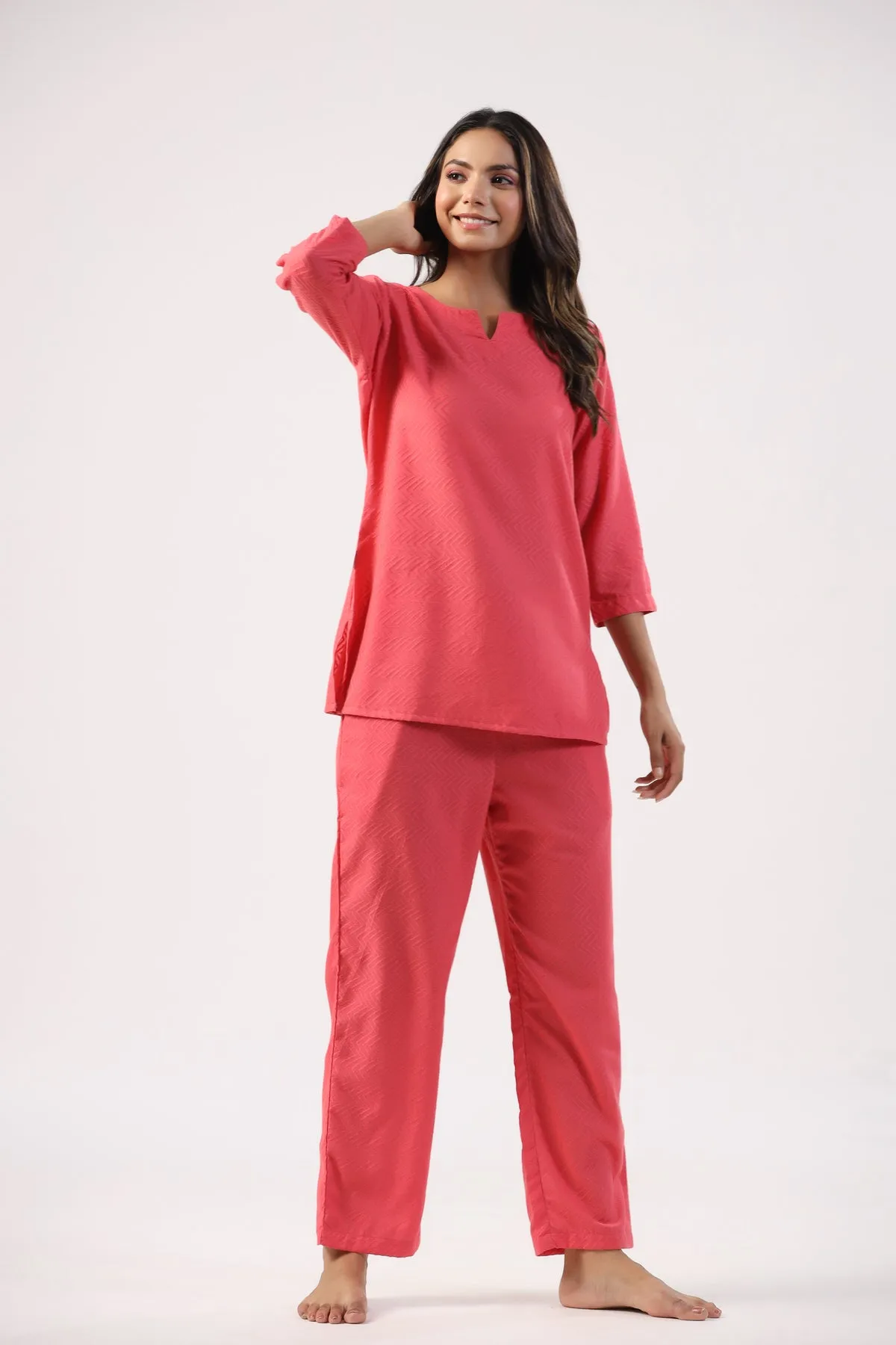 Cranberry Chic Cotton Loungewear Set