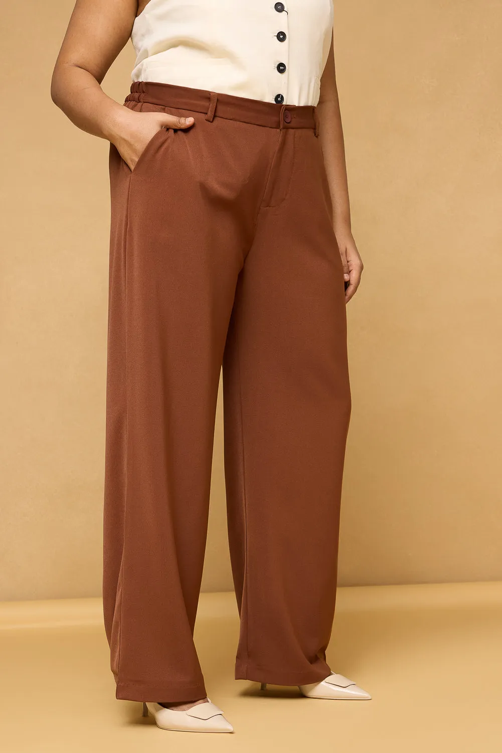 Curve Hazelwood Brown Sleek Korean Pants