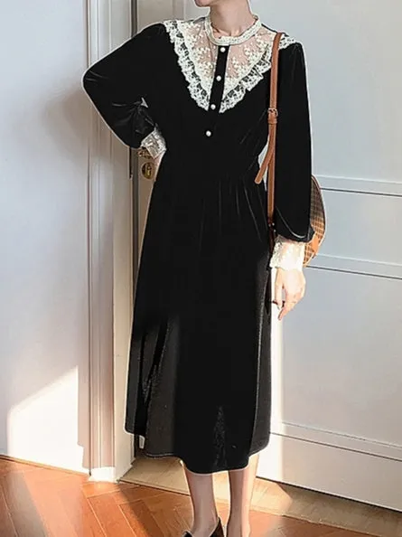 Dark Edwardian Velvet Dress