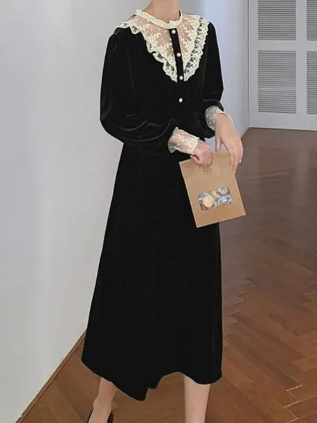 Dark Edwardian Velvet Dress