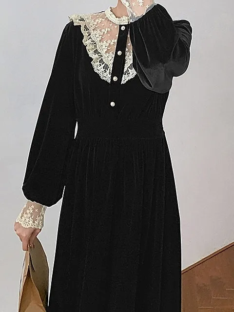 Dark Edwardian Velvet Dress