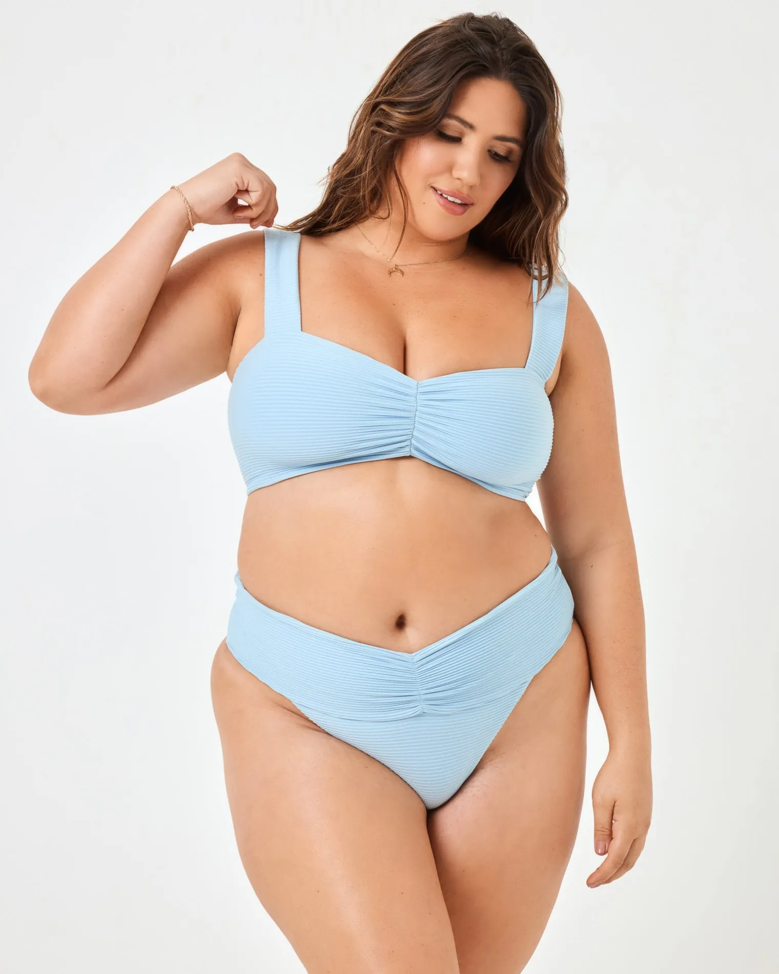 Eco Chic Repreve Bardot Bikini Bottom - Sky Blue