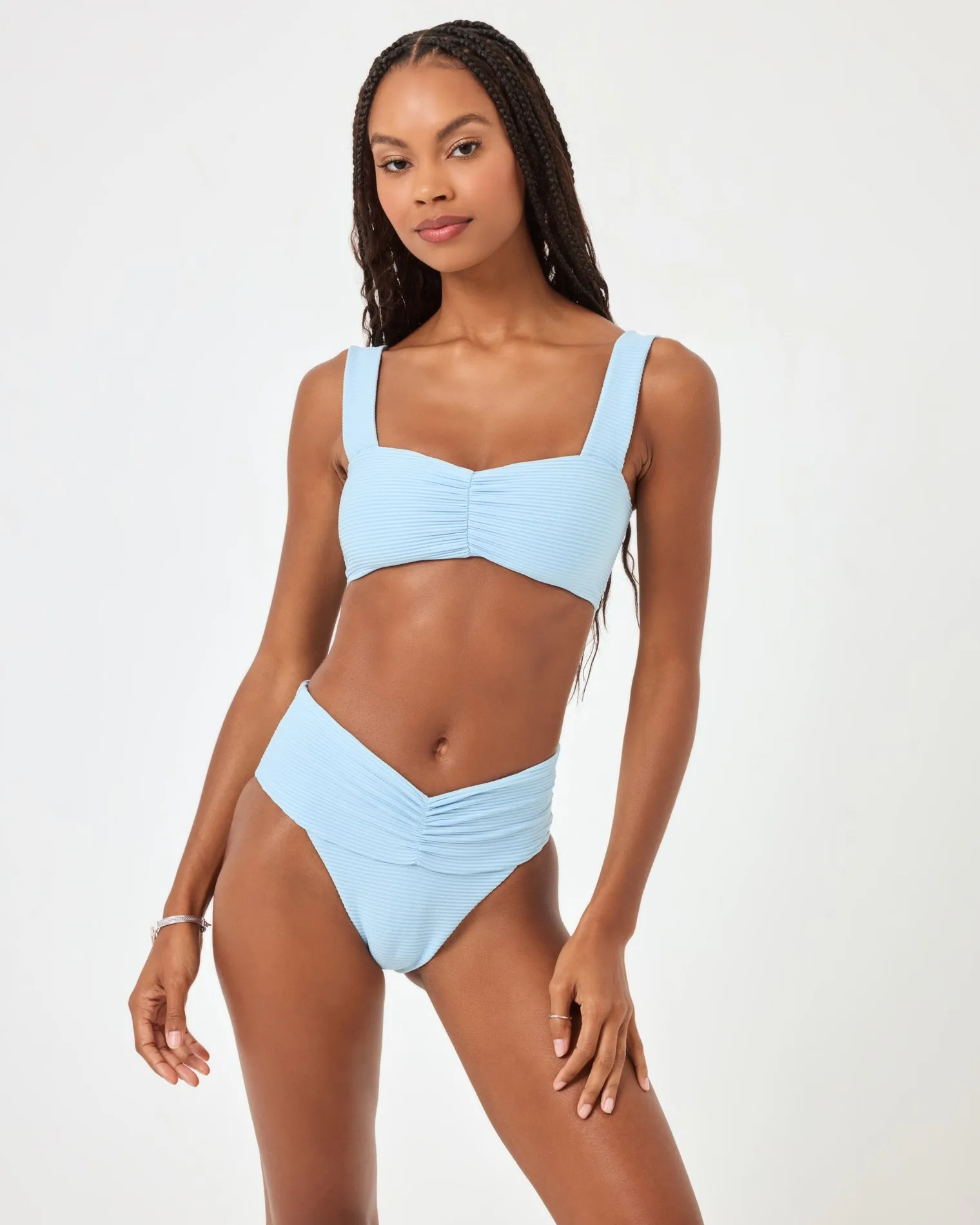 Eco Chic Repreve Bardot Bikini Bottom - Sky Blue