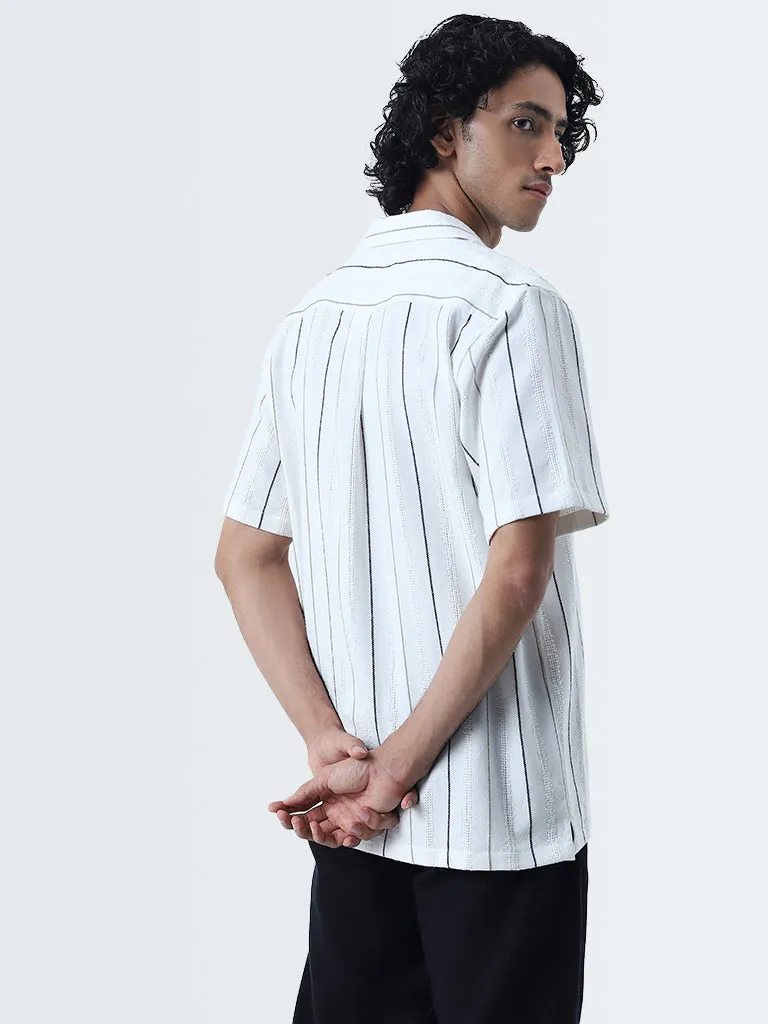 ETA White Striped Relaxed-Fit Cotton Shirt