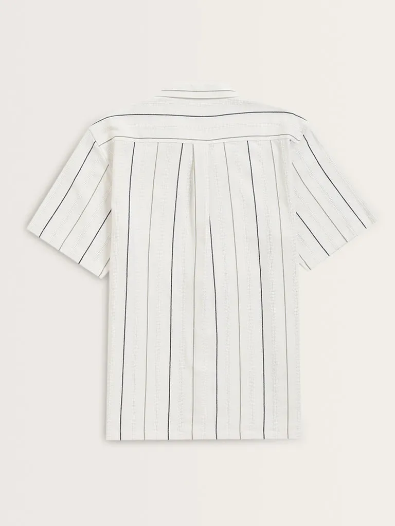 ETA White Striped Relaxed-Fit Cotton Shirt