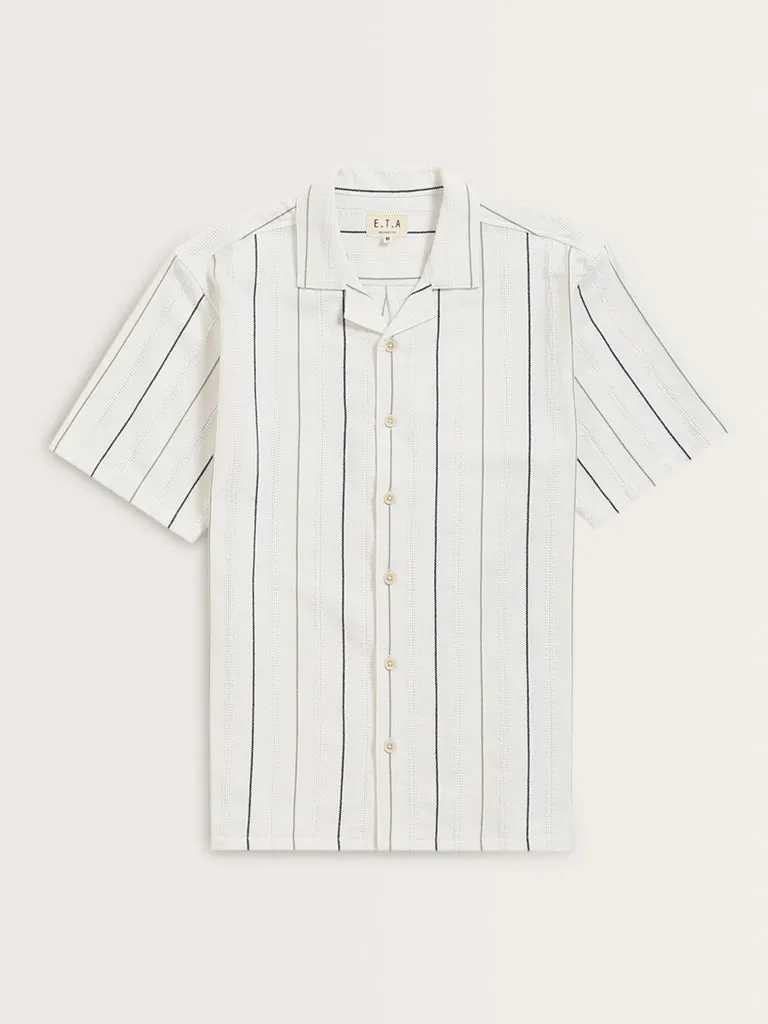 ETA White Striped Relaxed-Fit Cotton Shirt