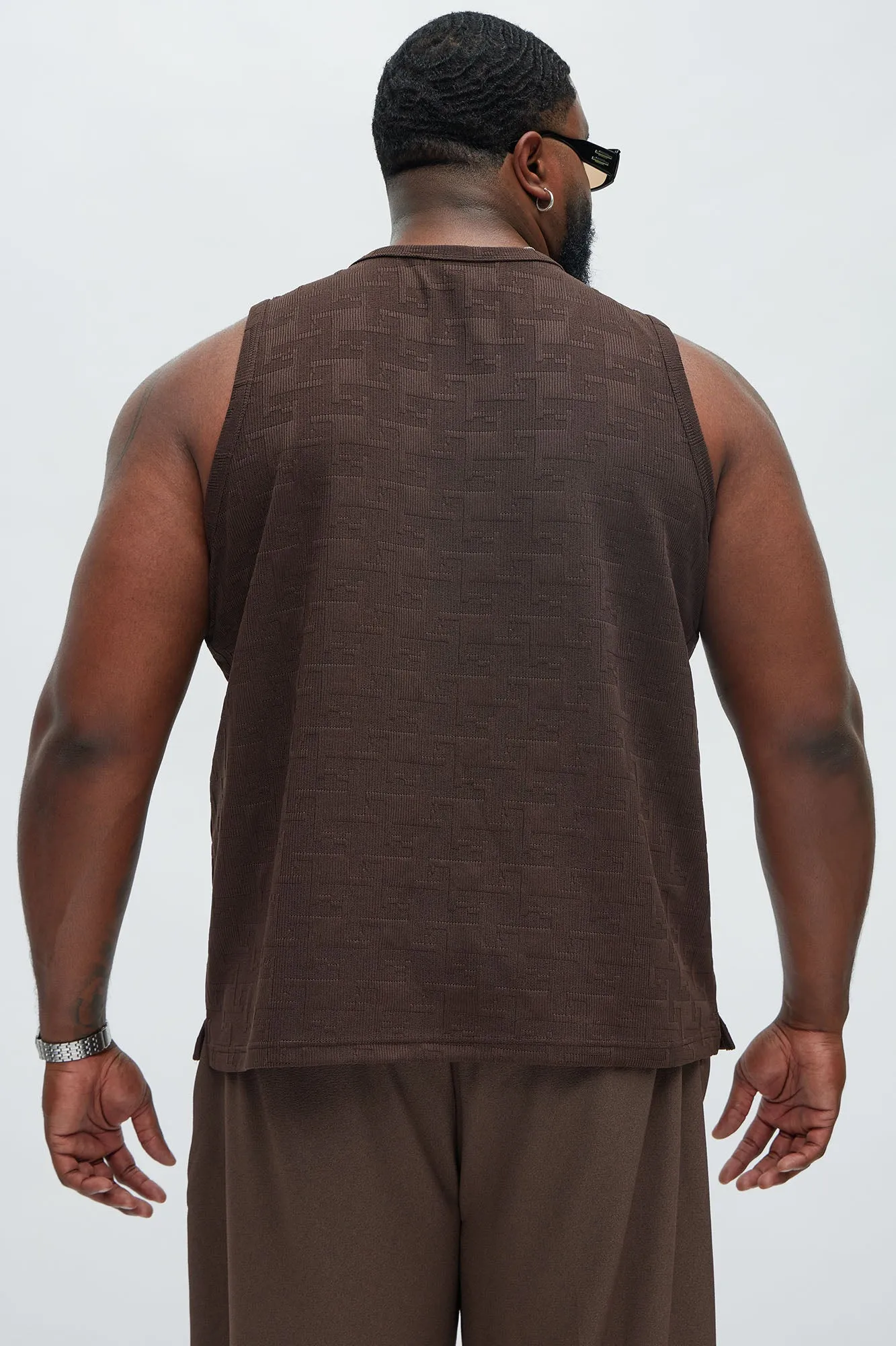 Ethel Textured Relaxed Tank - Brown