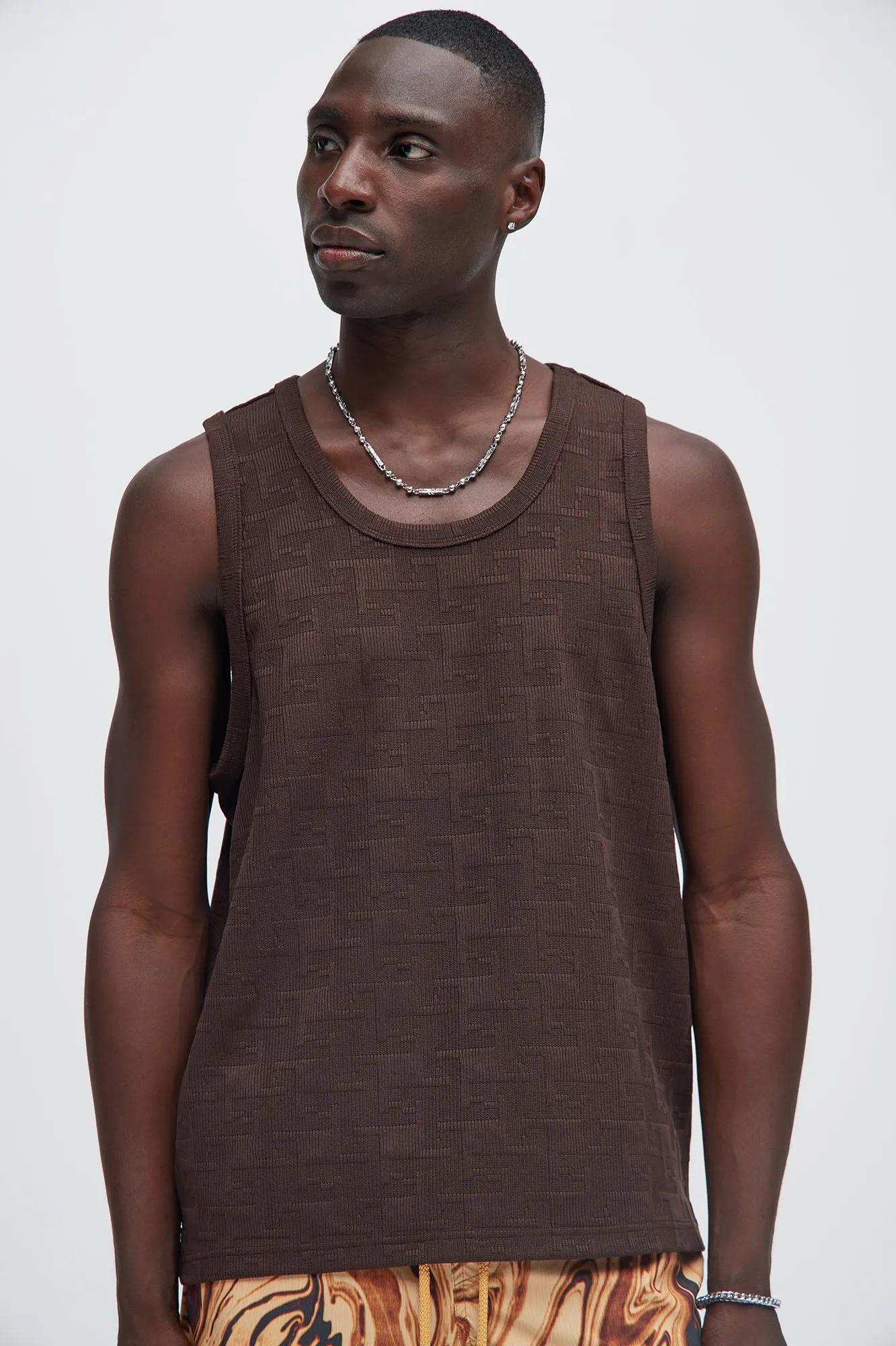 Ethel Textured Relaxed Tank - Brown