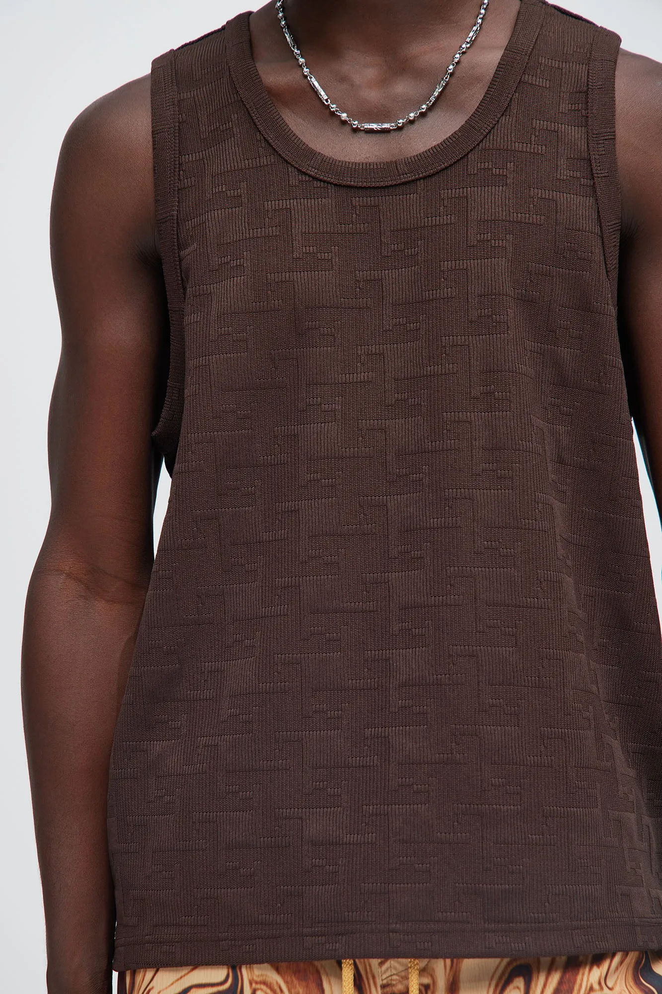 Ethel Textured Relaxed Tank - Brown