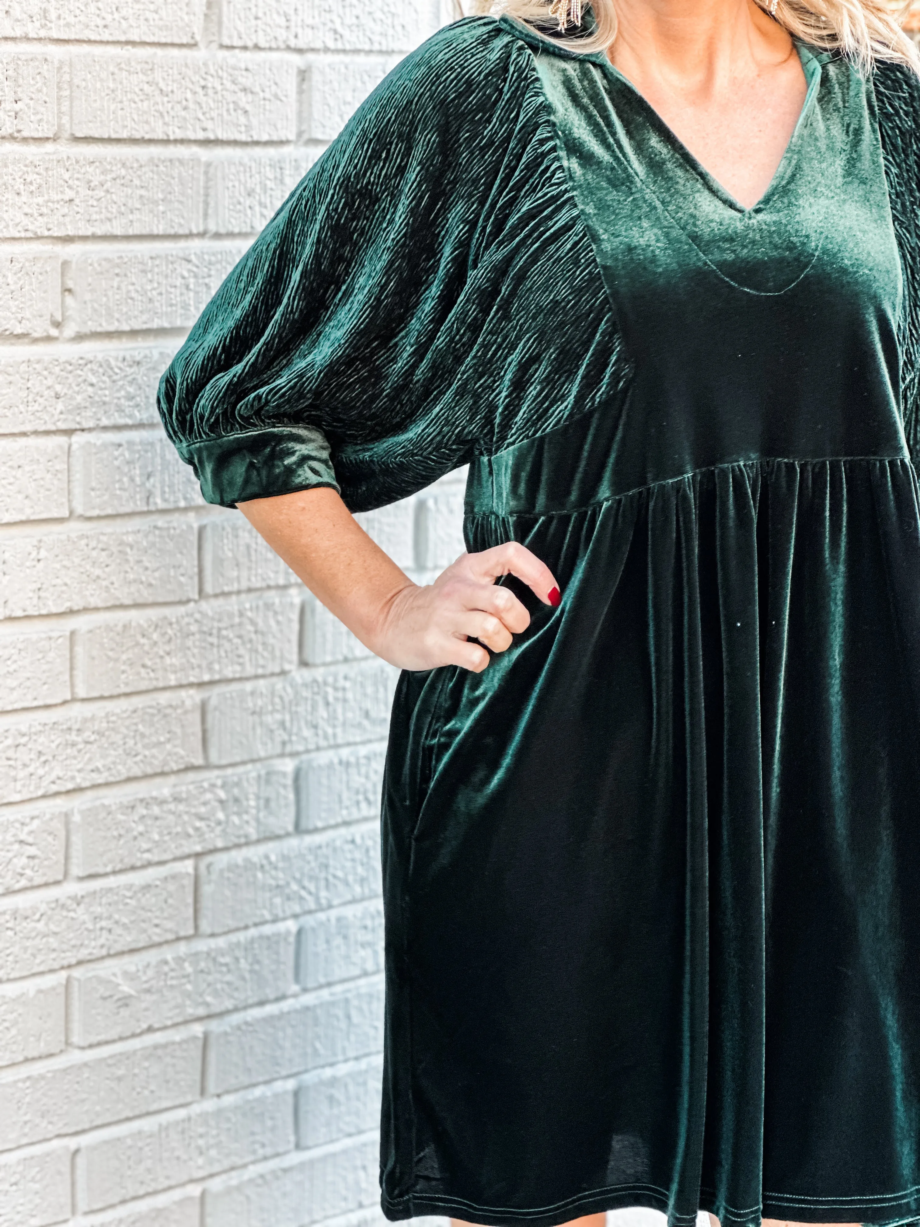 Evergreen Velvet Mini Dress