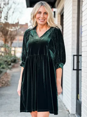 Evergreen Velvet Mini Dress