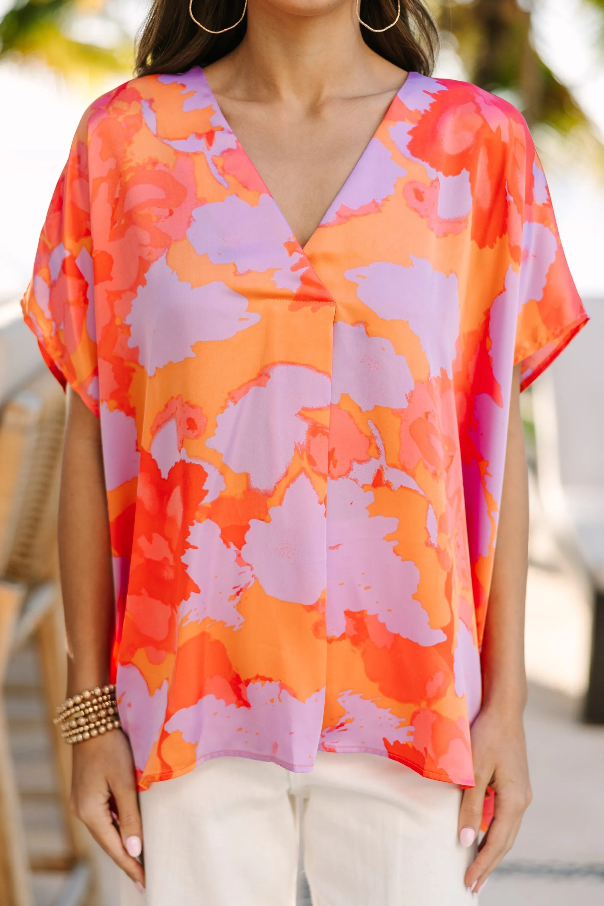 Feeling Bold Orange Abstract Blouse