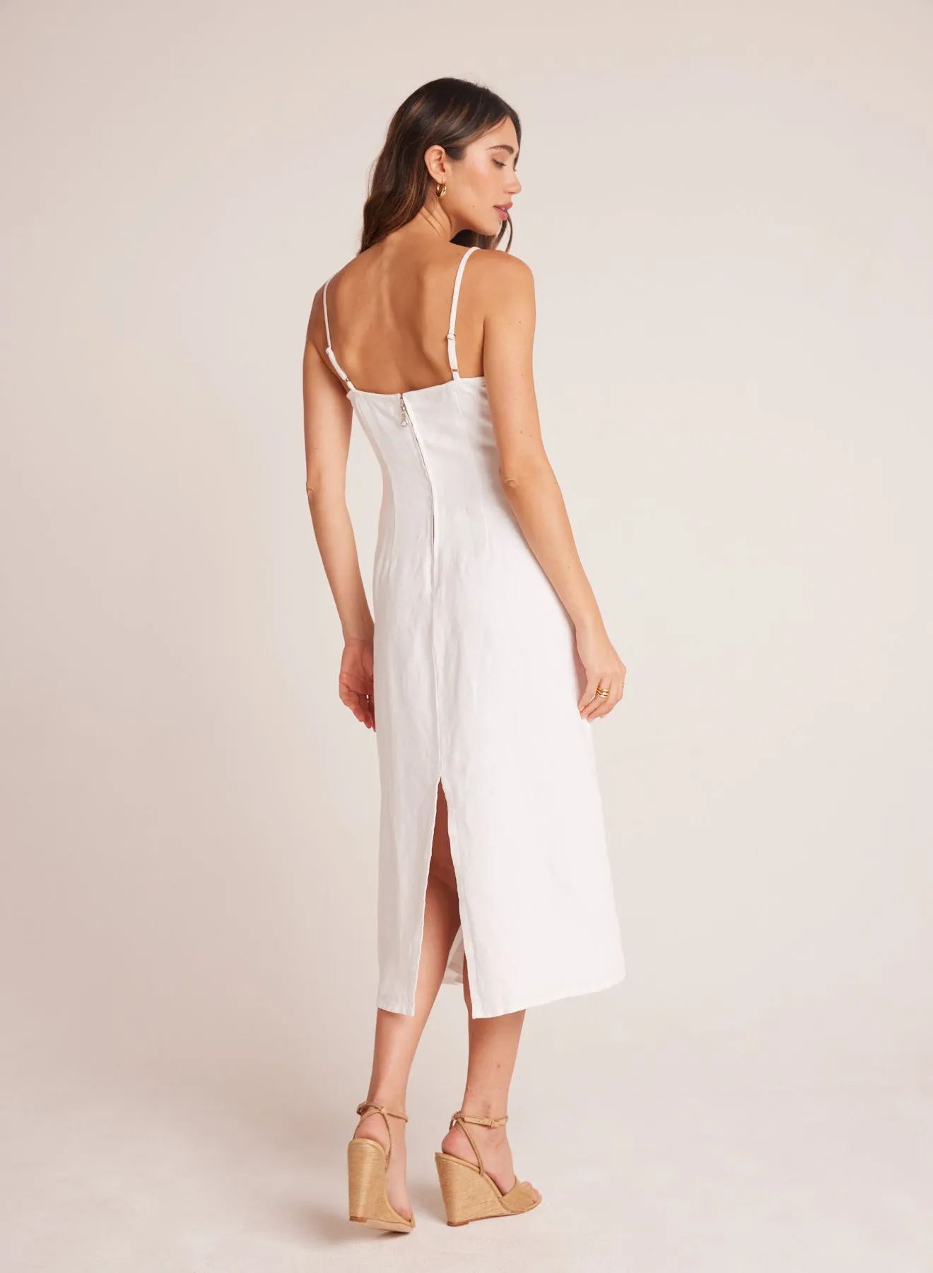 Fitted Cami Midi Dress - White