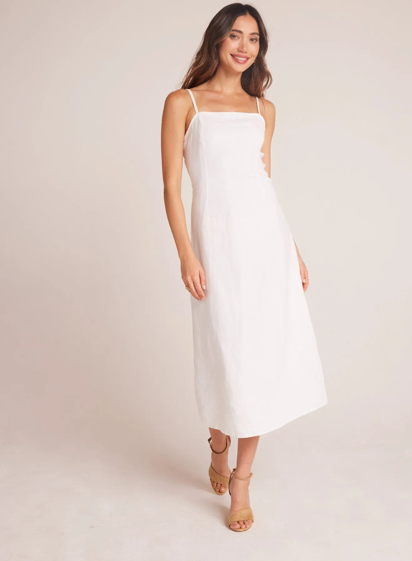 Fitted Cami Midi Dress - White