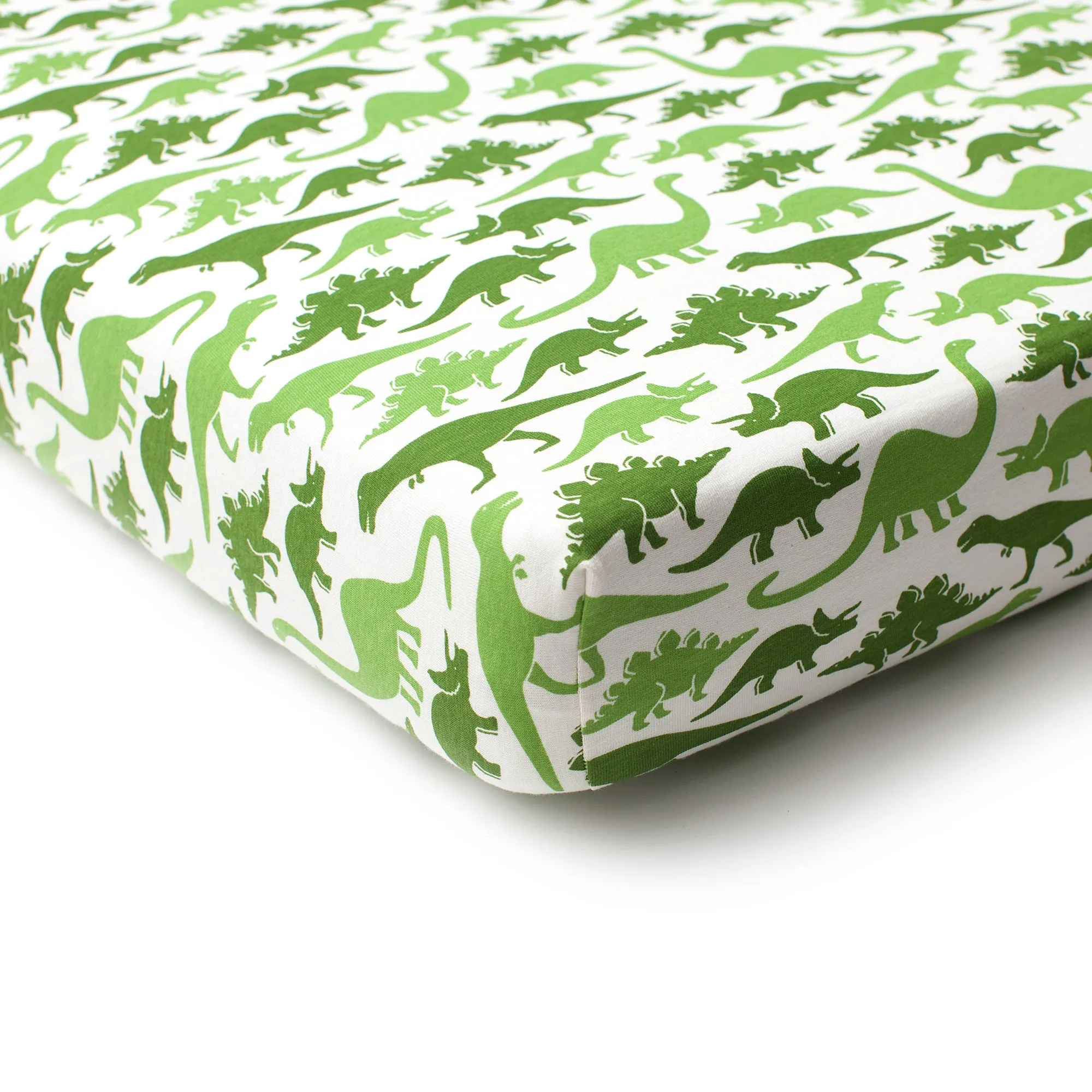 Fitted Crib Sheet - Dinosaurs Green