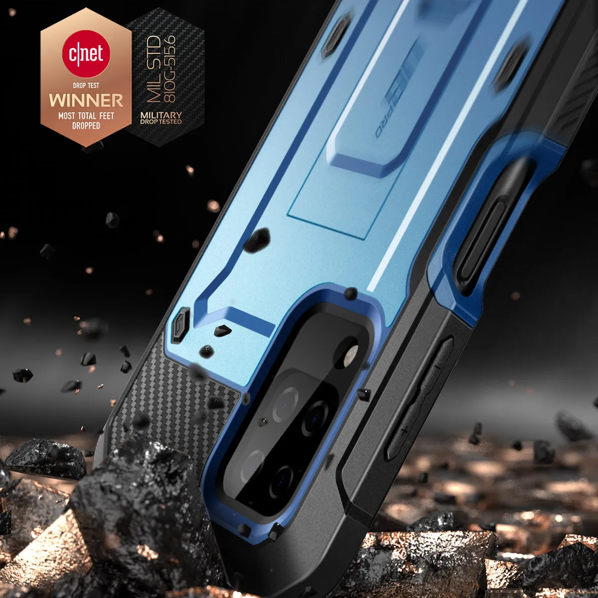 Galaxy A12 Unicorn Beetle Pro Rugged Holster Case-Metallic Blue