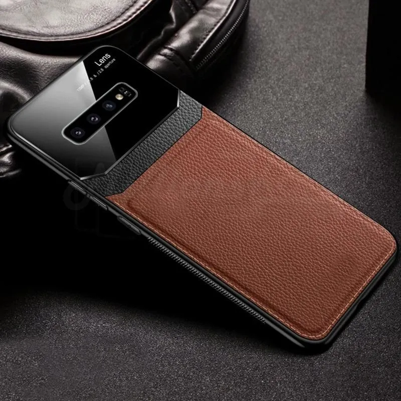 Galaxy S10 Plus Sleek Slim Leather Glass Case